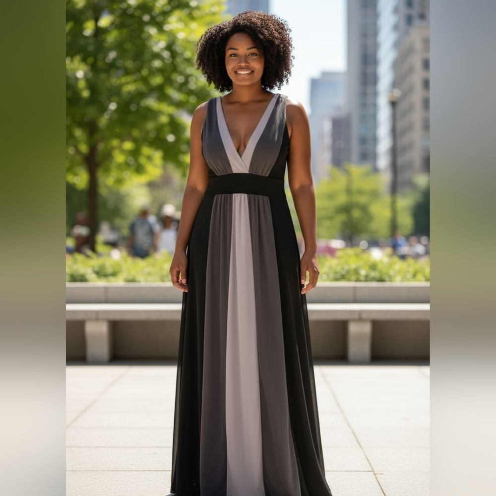 Maxi Dress, XL, black, grey, white
